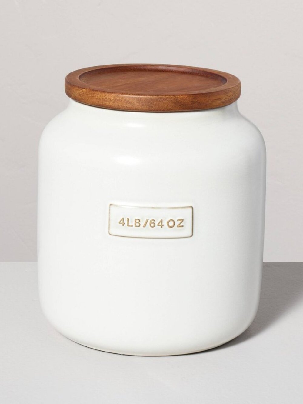 64oz Dry Goods Stoneware Canister Wood Lid Cream/Brown - Hearth & Hand Magnolia